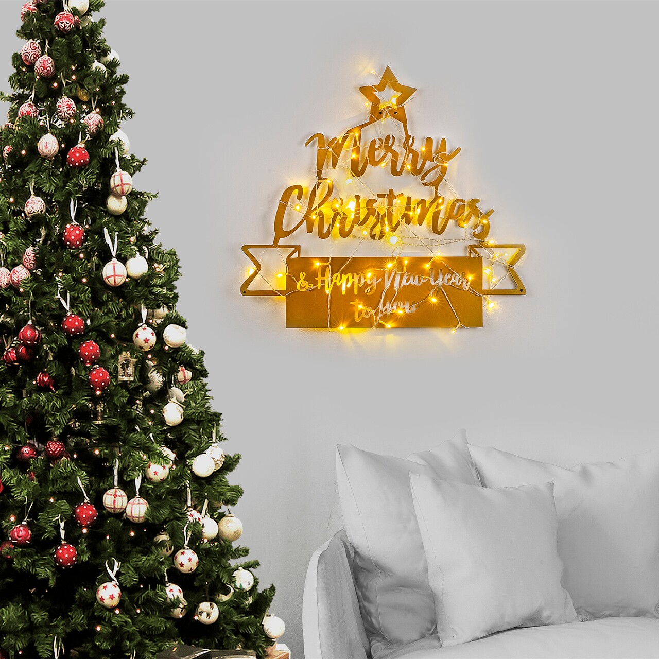 Decoratiune de luminoasa XMASGOLD-004, Tanelorn, 67x62 cm, metal, auriu - imagine 7